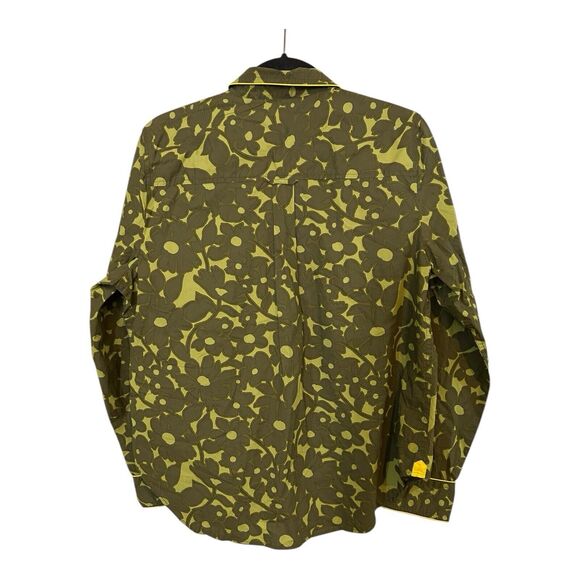 J Crew Womens NWT Camo Flowers Button Up Piped Shirt Sz L Green AA16 - Picture 6 of 9